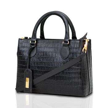 Bolsa-Tote-Preto-Textura-Croco-Dupla-Alca-|-Comfort-Tamanho--M----Cor--PRETO-0